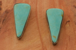 Genuine Kingman Turquoise Sterling Silver Post Earrings